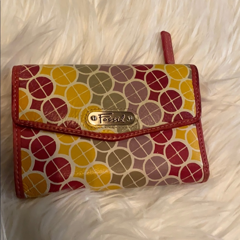 Vintage Fossil Multicolor Leather Wallet